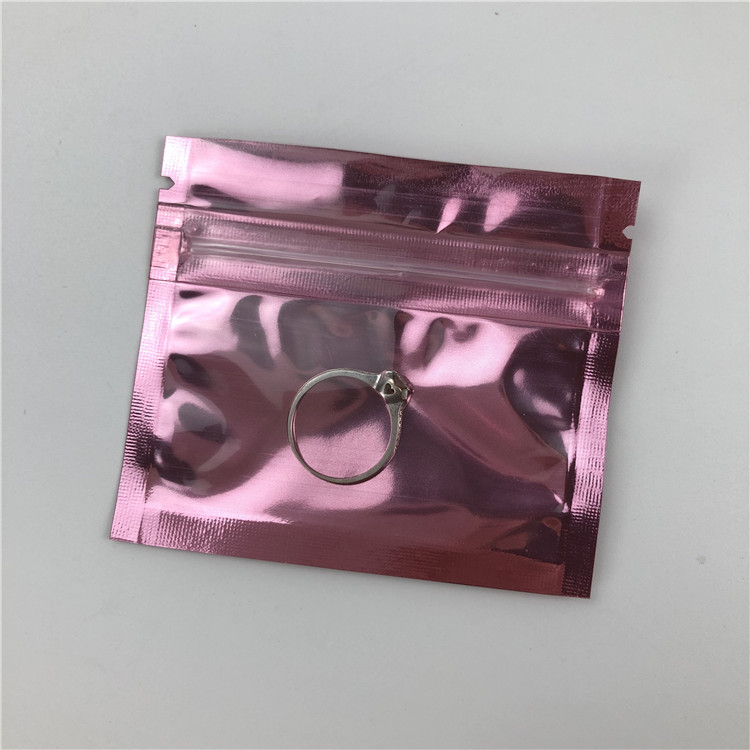 Sac latéral de tirette de joint de l'impression trois en plastique de petite taille de Rose Gold Ziplock Pouch Logo pour des bijoux avec la fenêtre