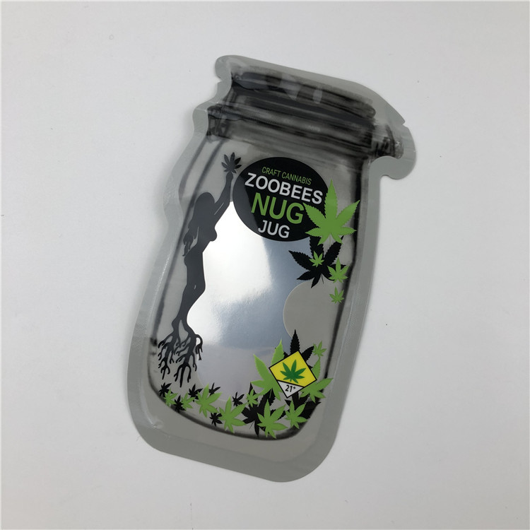 Mason Jar Pouches For CBD sème les poches de emballage irrégulières de feuille indica de Gummies THC de fleur de CBD avec la tirette