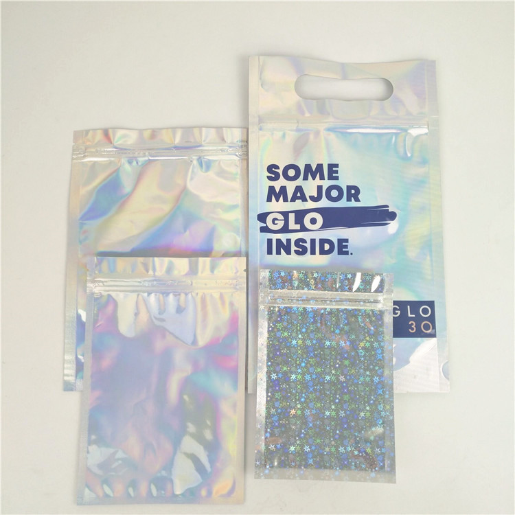 Sac en plastique d'emballage alimentaire de MOPP de CMYK de sacs olographes UV brillants de tirette