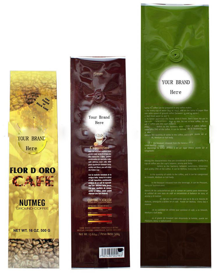 Emballage de sac d'aluminium de valve de café d'ANIMAL FAMILIER/AL/PE d'OEM avec la serrure de fermeture éclair