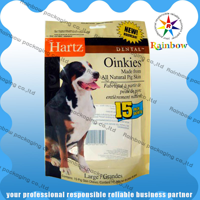 Sac adapté aux besoins du client par chien d'aliment pour animaux familiers réutilisé avec le gousset et la tirette inférieurs