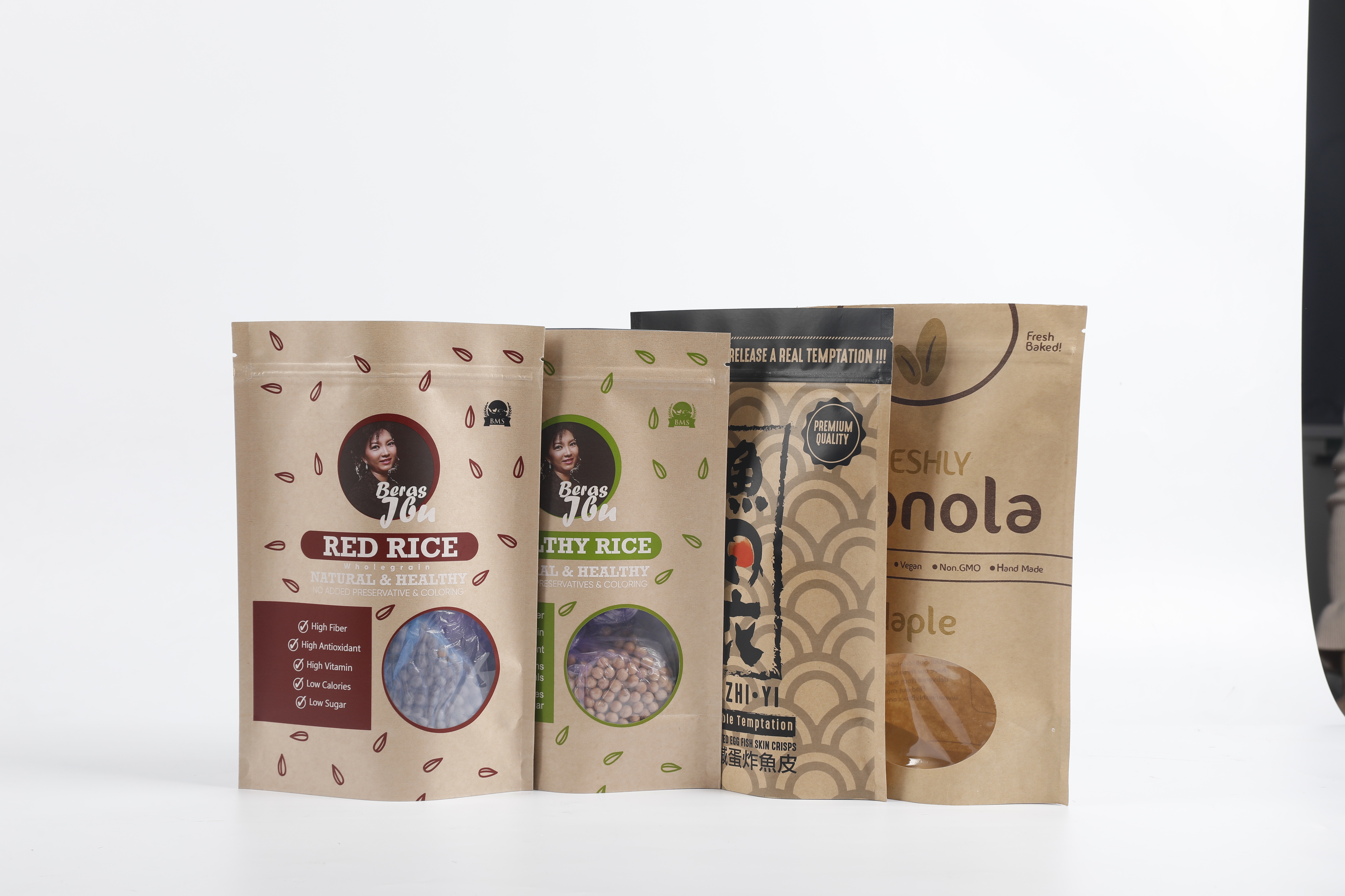 La poche biodégradable faite sur commande de tirette de papier de PLA emballage tiennent l'emballage alimentaire de thé