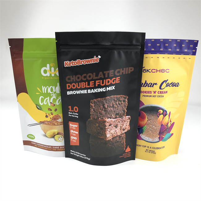 Support de papier d'aluminium de sachet en plastique de serrure de fermeture éclair de catégorie comestible vers le haut de sac avec la tirette