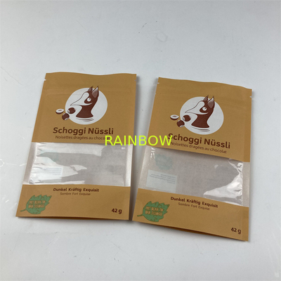 Sacs en papier rescellables adaptés aux besoins du client réutilisés de Brown Papier d'emballage d'aliment pour animaux familiers de poches de support