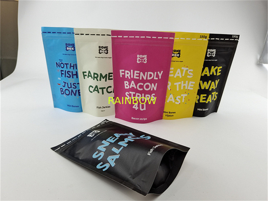 Bio support imprimé fait sur commande coloré réutilisable d'aliment pour animaux familiers de sac de papier d'emballage vers le haut de poche