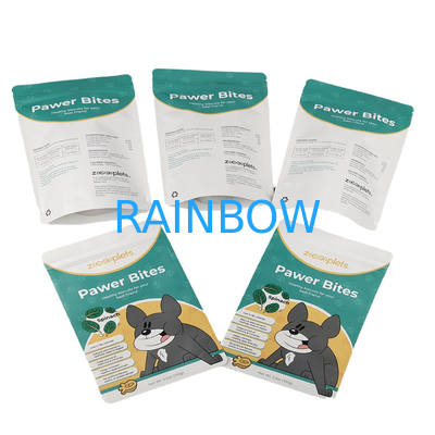 Logo personnalisé Stand Up Pouch Kraft Sac de papier pour chien Traiter l'impression numérique Sac Mylar ré-fermé