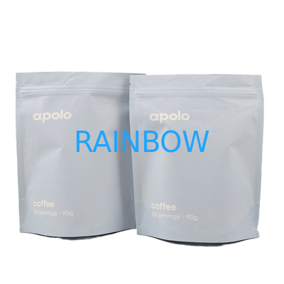 vente à chaud cuCstom Sacoche en papier kraft imprimé écologique ré-fermable pour poudre de protéine de café