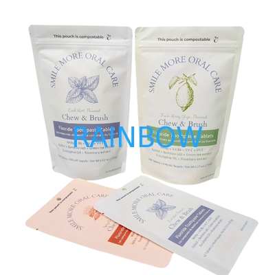 Sac en papier kraft biodégradable, sac en fermeture à glissière en plastique pour animaux de compagnie, compostable