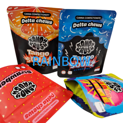 Sachet Mylar Stand-up 3.5g 8e imprimé personnalisé Arc-en-ciel pour produits comestibles, résistant aux odeurs, sac de forme spéciale pour cookie, gummy, Cali Pack Combo