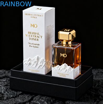 Boîte d'emballage cosmétique biodégradable imprimée sur mesure avec estampage et gravure en or pour boîte cadeau de parfum